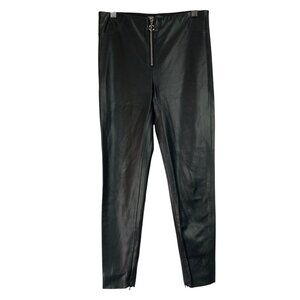 Zara Black Faux Leather Pants Slim Fit High Waist Zipper Front Leggings Size M